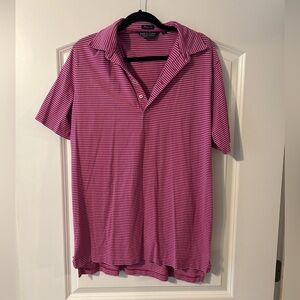 Men’s Pink and white striped Ralph Lauren Golf Polo size Large